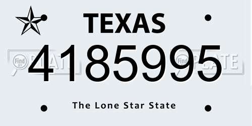 4185995 Texas License Plate