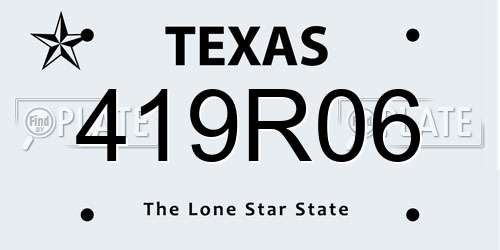 419R06 Texas License Plate