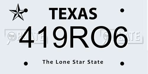 419RO6 Texas License Plate