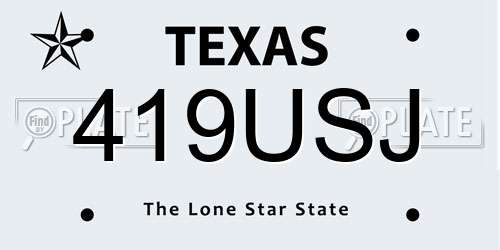 419USJ Texas License Plate