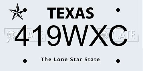 419WXC Texas License Plate