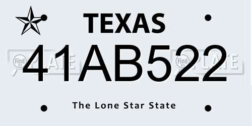 41AB522 Texas License Plate