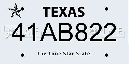41AB822 Texas License Plate