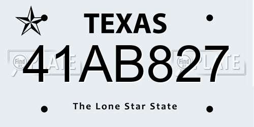 41AB827 Texas License Plate