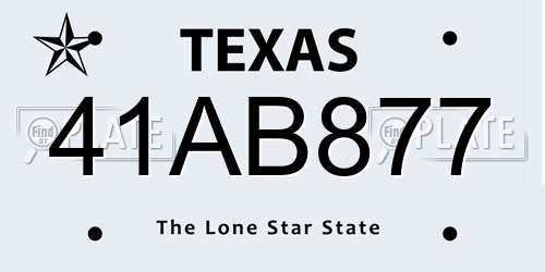 41AB877 Texas License Plate