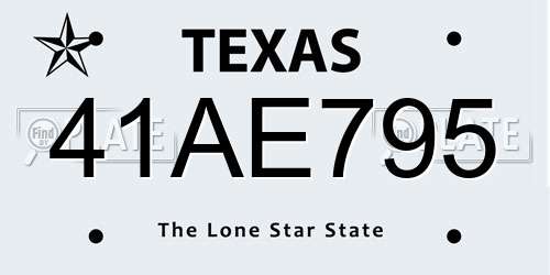 41AE795 Texas License Plate