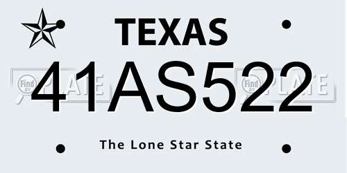 41AS522 Texas License Plate