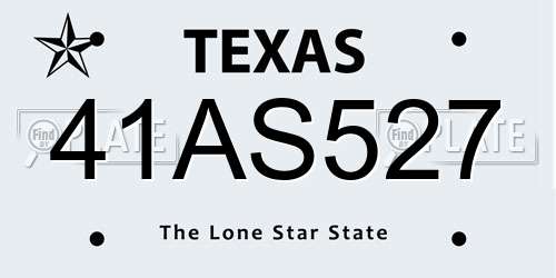 41AS527 Texas License Plate