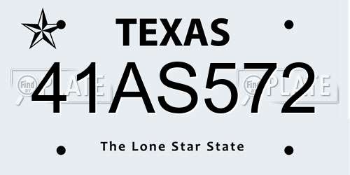 41AS572 Texas License Plate