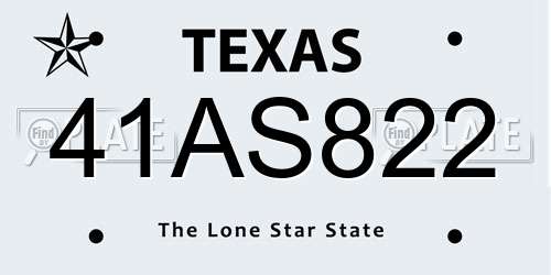 41AS822 Texas License Plate
