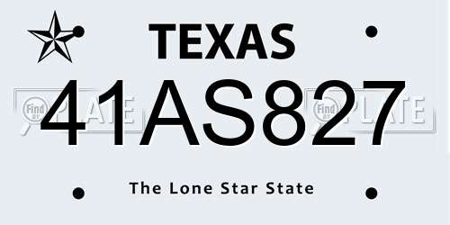 41AS827 Texas License Plate