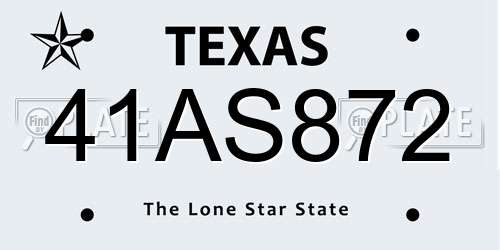 41AS872 Texas License Plate
