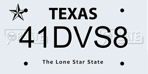 41DVS8 Texas License Plate