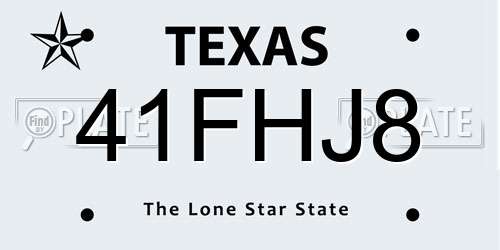 41FHJ8 Texas License Plate