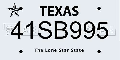 41SB995 Texas License Plate