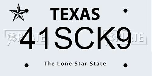 41SCK9 Texas License Plate