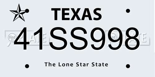 41SS998 Texas License Plate