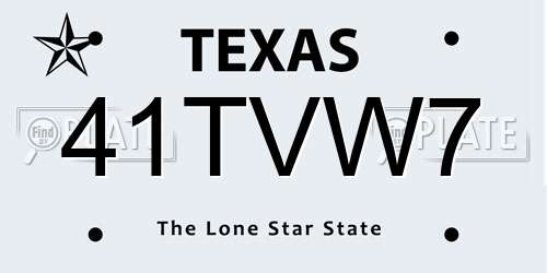 41TVW7 Texas License Plate