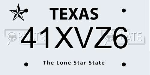 41XVZ6 Texas License Plate