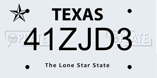 41ZJD3 Texas License Plate