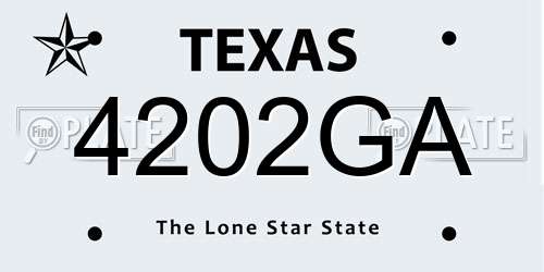 4202GA Texas License Plate