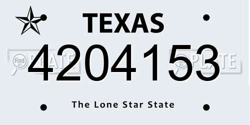 4204153 Texas License Plate