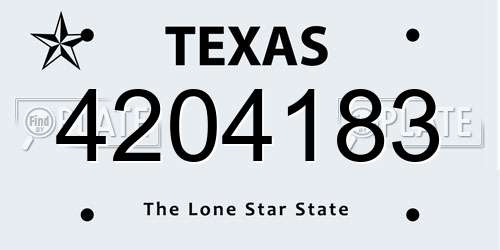 4204183 Texas License Plate