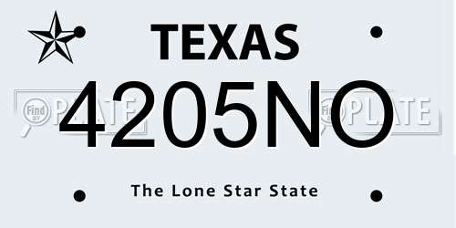 4205NO Texas License Plate