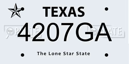 4207GA Texas License Plate