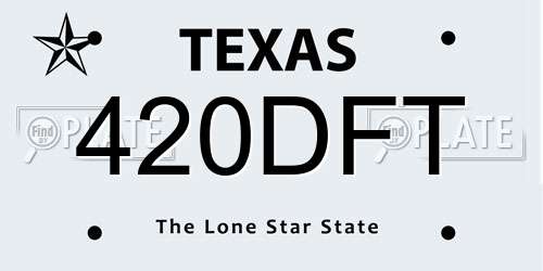 420DFT Texas License Plate