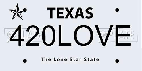 420LOVE Texas License Plate