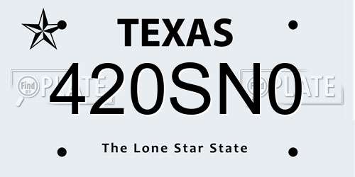 420SN0 Texas License Plate