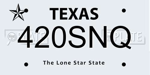420SNQ Texas License Plate