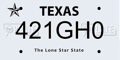 421GH0 Texas License Plate