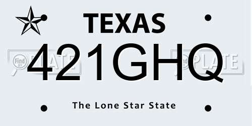 421GHQ Texas License Plate