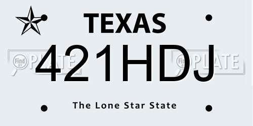 421HDJ Texas License Plate