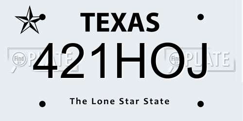 421HOJ Texas License Plate
