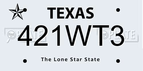 421WT3 Texas License Plate