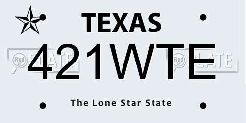 421WTE Texas License Plate