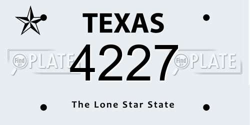 4227 Texas License Plate