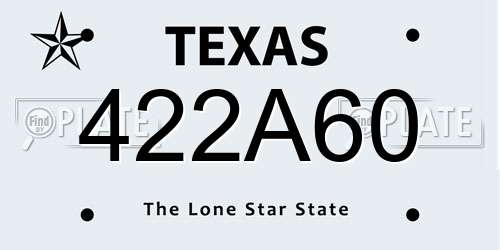422A60 Texas License Plate