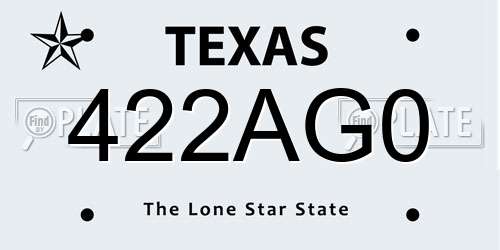 422AG0 Texas License Plate