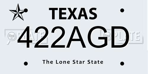 422AGD Texas License Plate