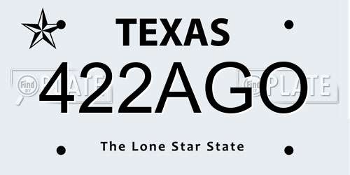 422AGO Texas License Plate