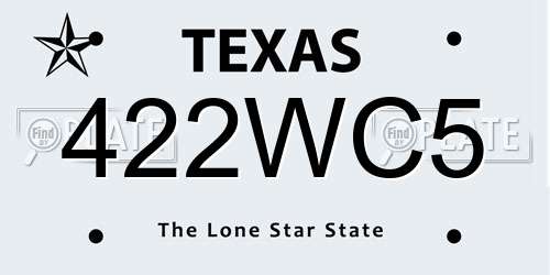 422WC5 Texas License Plate
