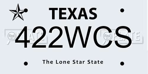 422WCS Texas License Plate