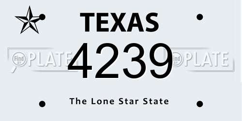 4239 Texas License Plate