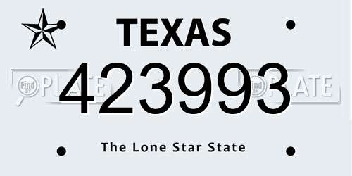 423993 Texas License Plate