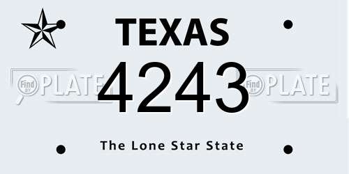 4243 Texas License Plate