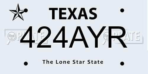 424AYR Texas License Plate
